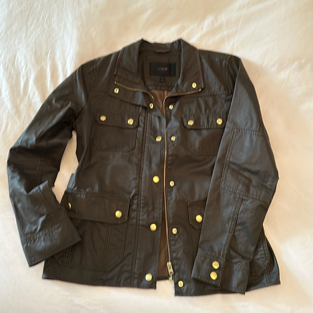 J.Crew jacket with brass snaps. Dapper layer for late summer and early fall.